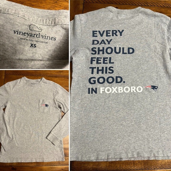 NEW ENGLAND PATRIOTS Vineyard Vines NFL XS Long Sleeve T Shirt FOXBORO Rare Find - Picture 1 of 8